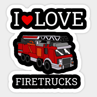 I Love Heart Fire Trucks Sticker